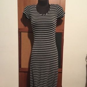 ♥️$16 Just Love maxi dress black &gray strips Sz.S